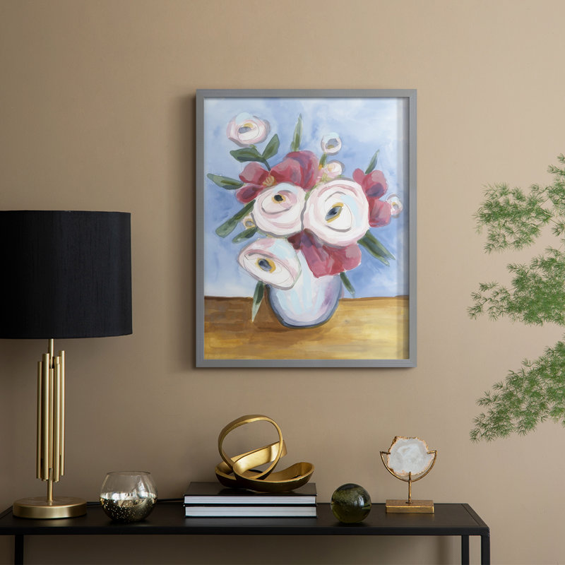 Tea Rose Posey I, reproduction encadrée - bois massif, Gris, H 11 po x l 9 po