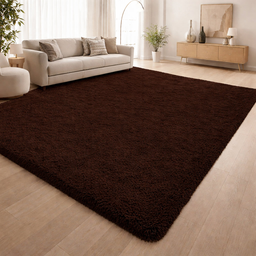Aspire Homeware Brown Shaggy Area Rug Soft Plush Indoor Carpet