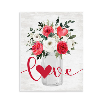 "Red Love Bouquet", art mural par lettres et lignes
