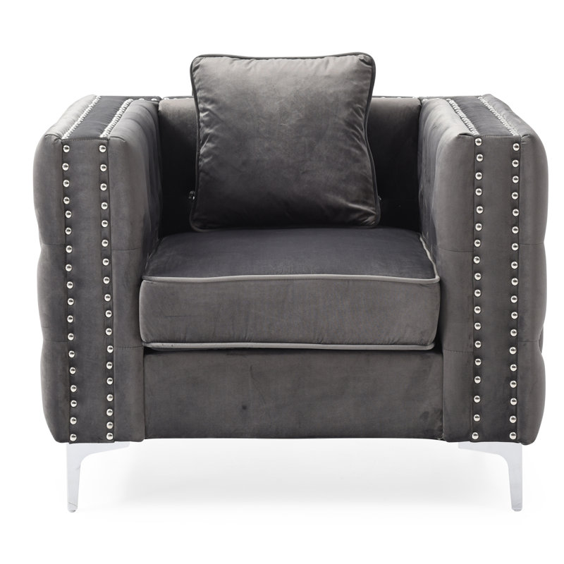 Compact Delivery Velvety Glam Accent Chair For Small Spaces