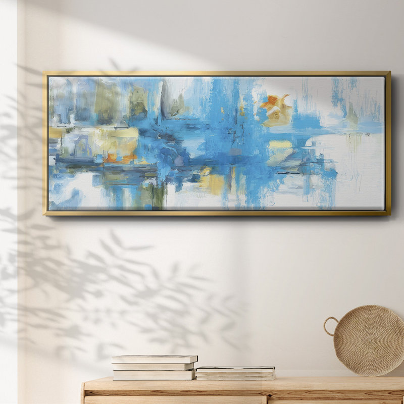 Metro Blue - Framed Canvas, 20" H x 50" W