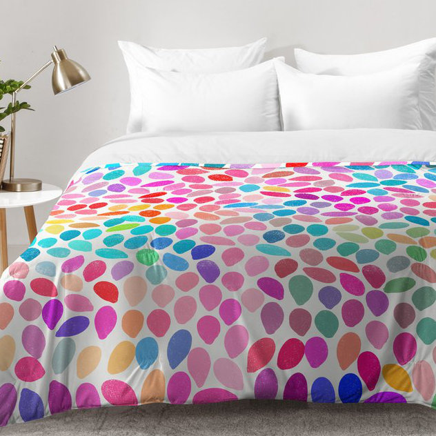 Ensemble d'édredon Garima Dhawan, Édredon pour lit simple TG + 1 taie décorative, Rose/vert/bleu