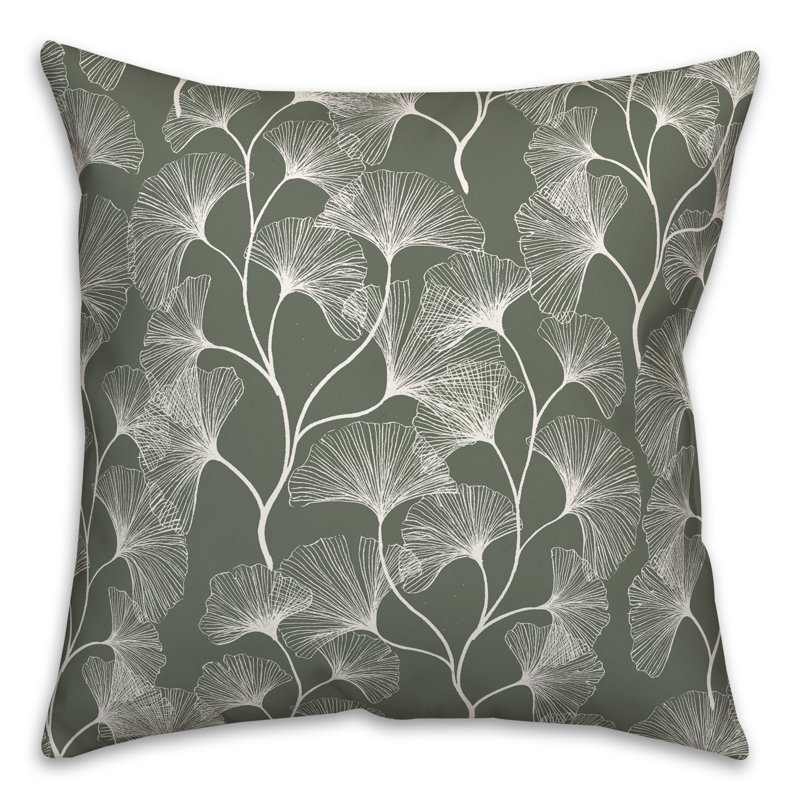 Floral Outdoor Reversible Throw Pillow, 18" H x 18" W, Sage