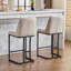 Ensemble de 2 sièges de bar beiges modernes - structure en métal à boutons pour les activités quotidiennes de 2 tabourets rembourrés avec dossier, cuisine et salle à manger-1161944614