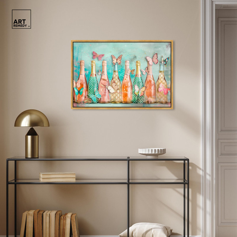 Art Remedy, toile d'art Barcart, H 21 po x l 31 po, Cadre flottant doré