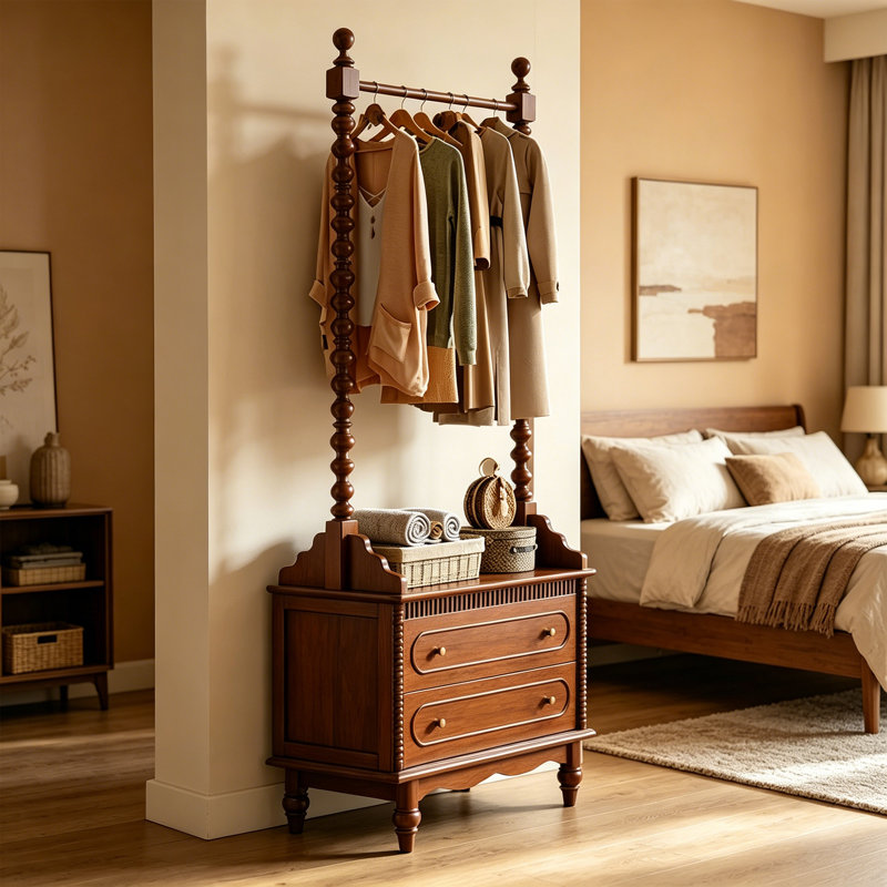 Vintage Hall Tree Coat Rack, Brown