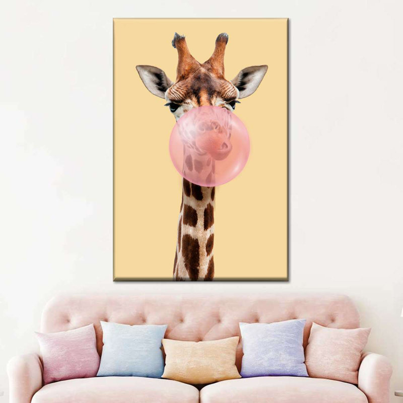 " Giraffe Bubble Gum Canvas Print ", 48" H x 32" W x 1.25" D