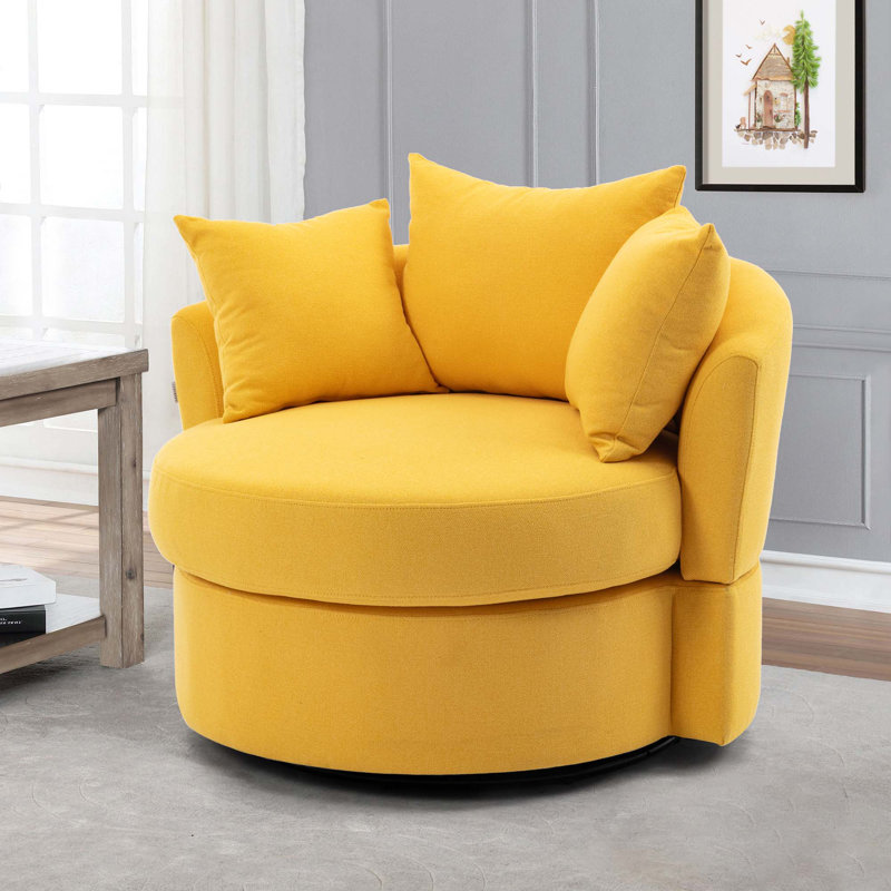 Fauteuil demi-tonneau Modern Akili, Lin jaune