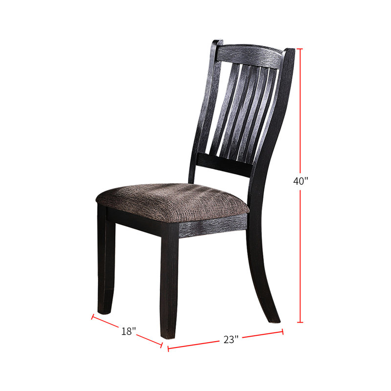 Chaises de salle à manger en bois massif avec revêtement de couleur café foncé, boutons, dossier à lattes, 2 chaises en tissu, bois.
