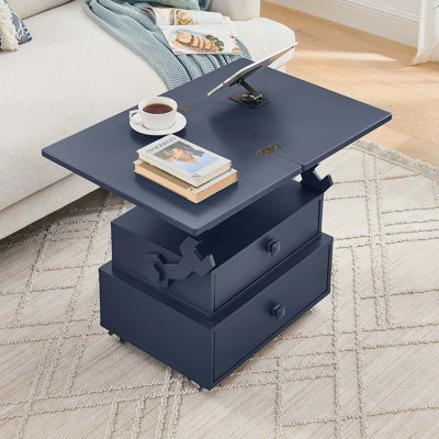 Table basse roulante à hauteur réglable avec station de charge et rangement