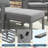 Set Of 2,  22” All-Weather Metal Patio Ottomans Thick Gray Cushions & Gray Frame-1339388315