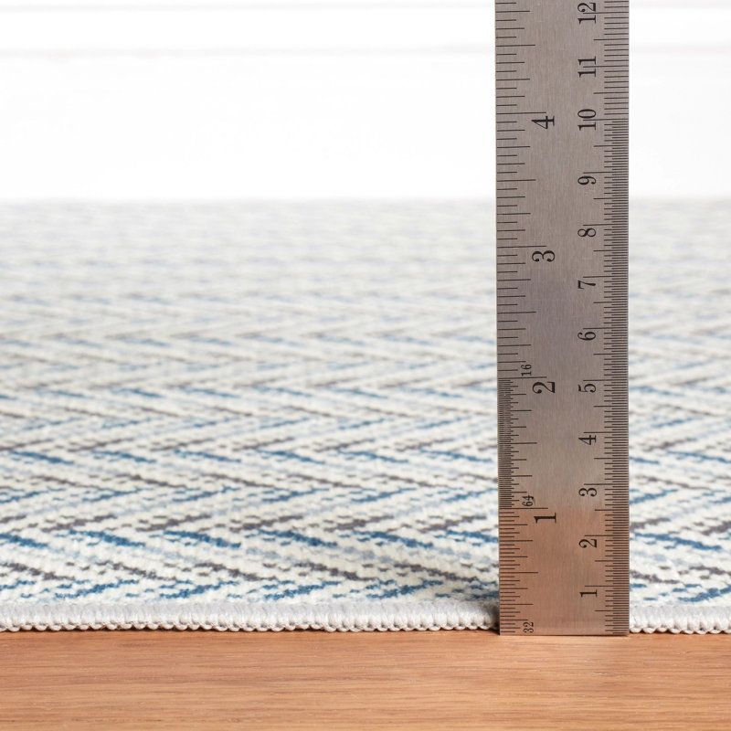 Tapis bleu lavable Lowell, Rectangulaire 3 pi x 5 pi