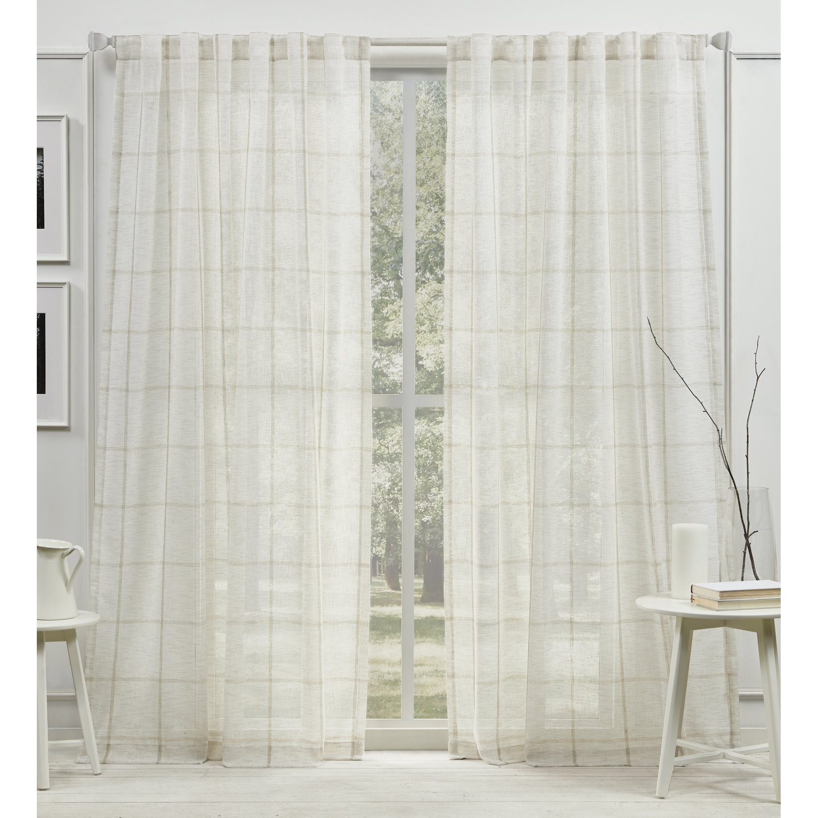 Lauren Ralph Lauren Rubin Sheer Curtain Panel, Beige, 54" x 96"