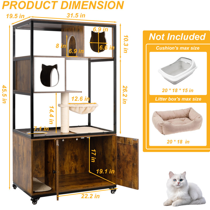 Cat Tree With Litter Box Enclosure
