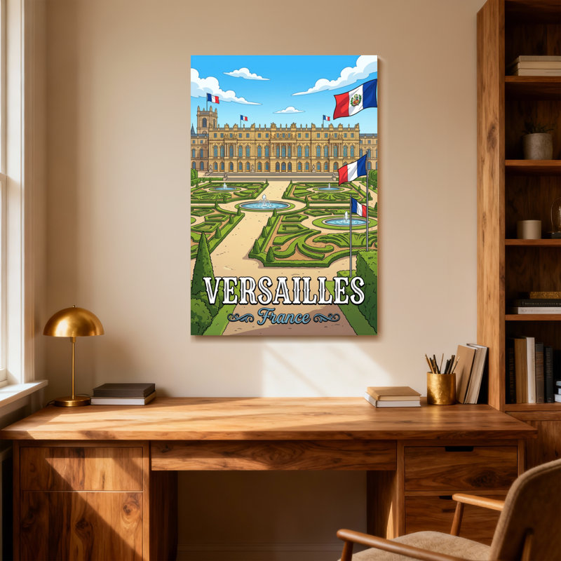 Drapeaux de paysages de paysage urbain et de paysage du château de Versailles, France, H 36 po x l 24 po