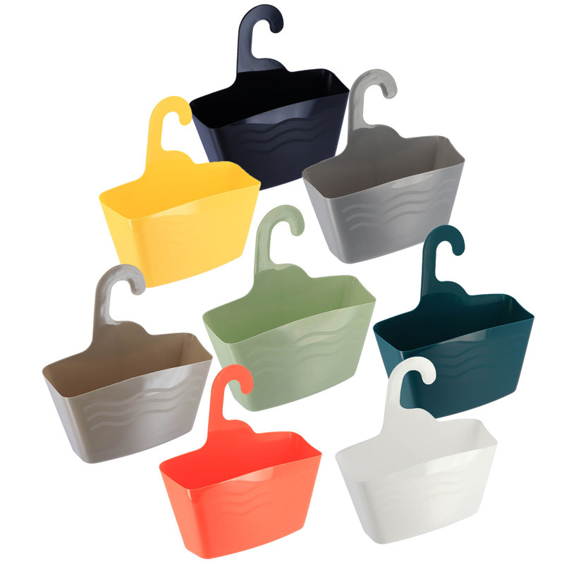 Black Plastic Hanging Shower Caddy with Hook