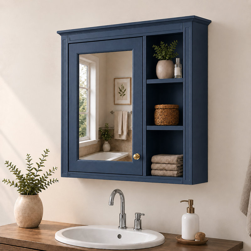 Armoire à pharmacie rectangulaire avec panneau de fibres à densité moyenne H 28 po x H 30 po LuxuryCore, Dark Blue