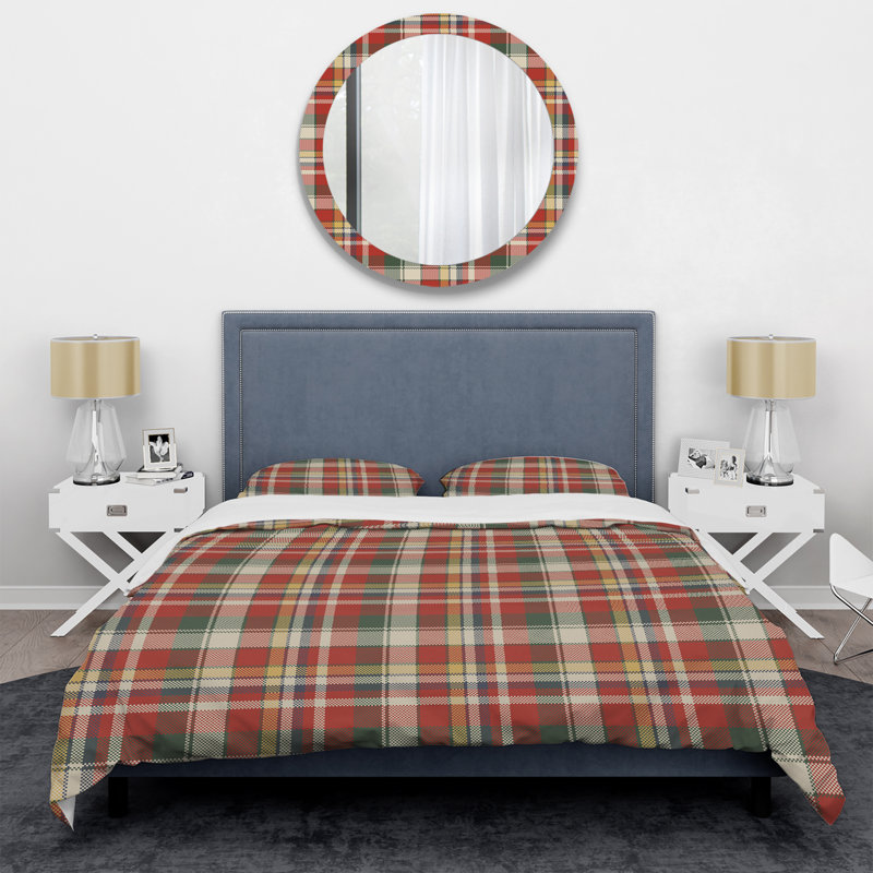 Red/Green Microfiber 3 Piece Duvet Cover Set, King Duvet Cover + 2 King Shams