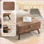 Repose-pieds avec rangement de style Mid-Century moderne de 31,5 po x 23,23 po pour salon / vestibule / salle familiale | Pieds noyer brun | Structure solide et contreplaqué-1673584269