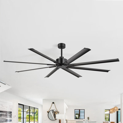 84" Industrial Ceiling Fans,Large Ceiling Fan With 8 Reverisble Aluminum Blades, Quiet Dc Motor, 6-Speed Remote, Indoor/Outdoor Ceiling Fans For Patios/Garage/Porch