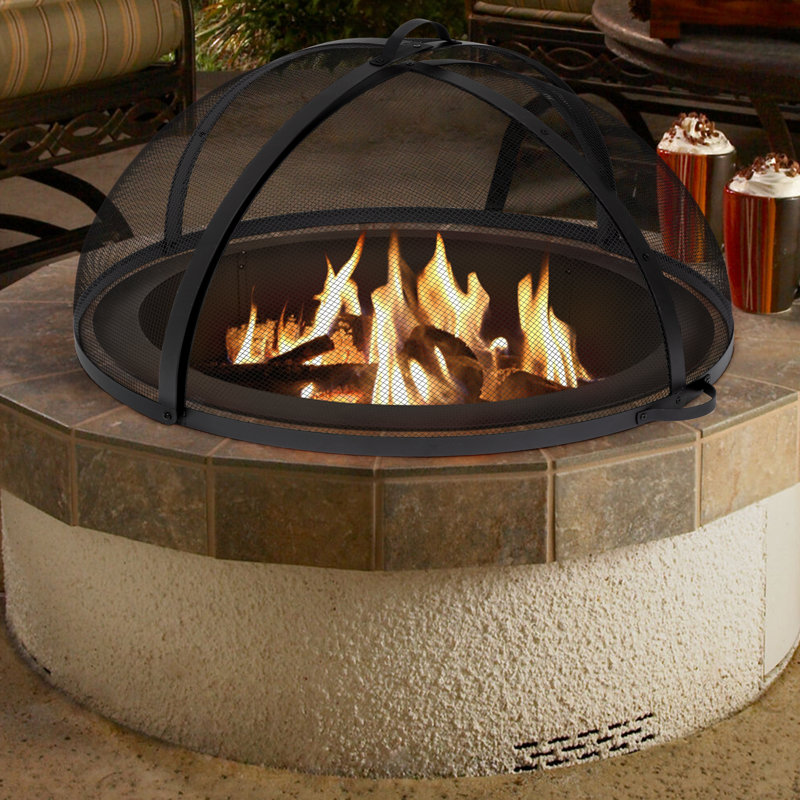 Round Steel Spark Screen, 20.3" H x 36.2" W x 36.2" D
