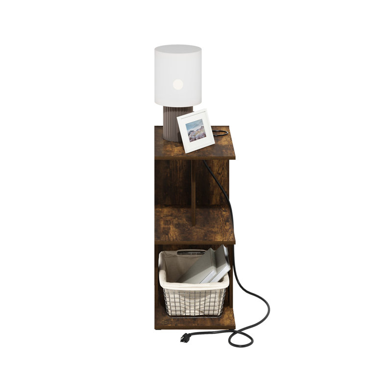 Table de bout avec rangement ouvert Ebern Designs Addae, table de bout avec port USB et port de charge de type C, espresso