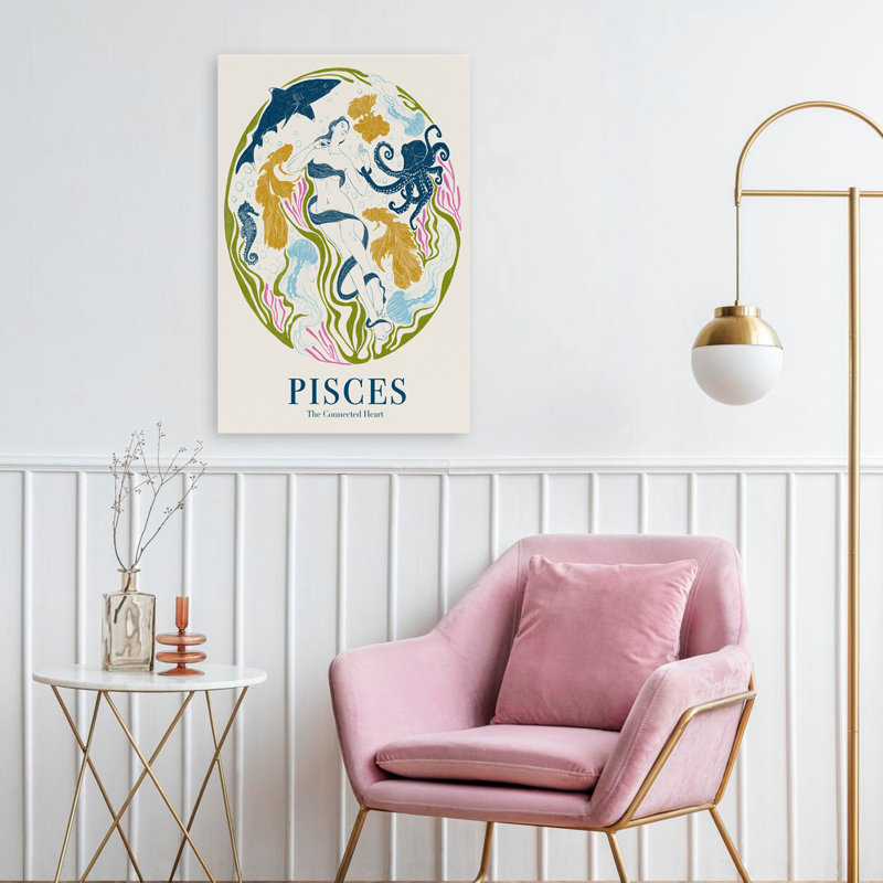 Liz Rome - Poissons, bleu marine, coquillages côtiers et corail, H 24 po x l 16 po