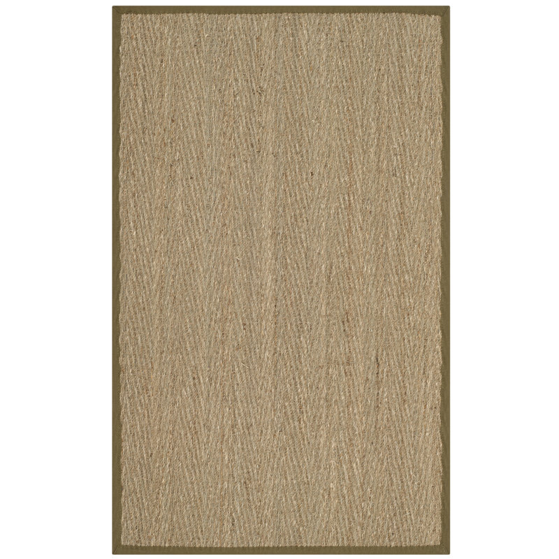 Auckland Bamboo Slat/Seagrass Natural/Olive Area Rug, Rectangle 4' x 6'