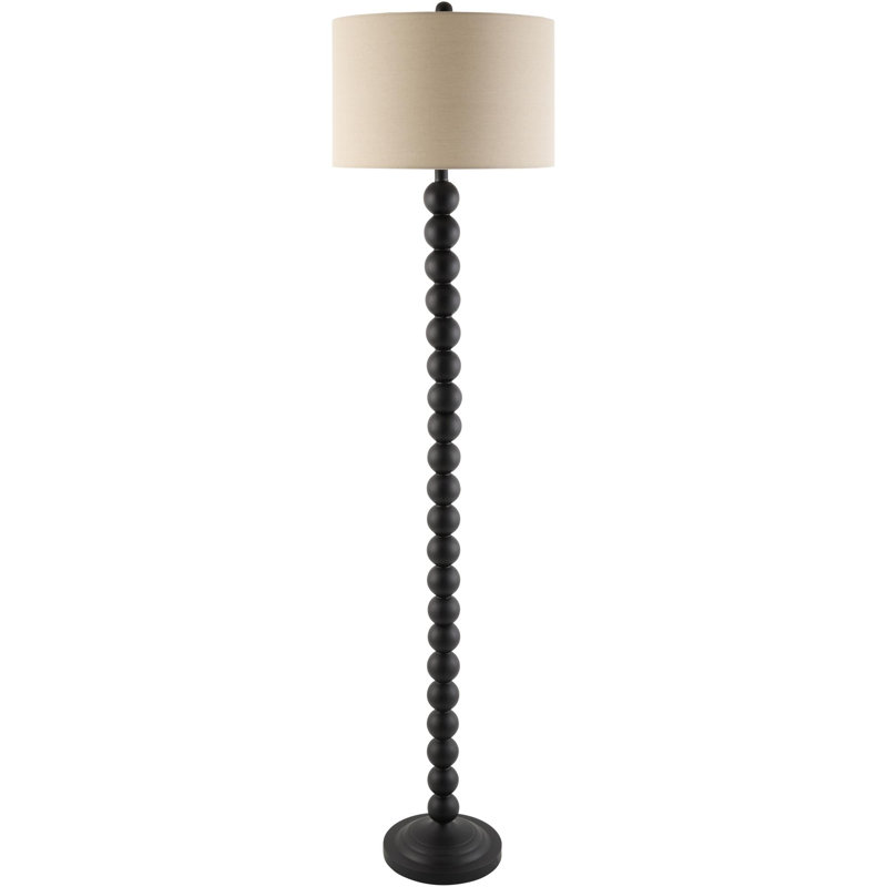 Lampe sur pied Dygall, Noir, Beige