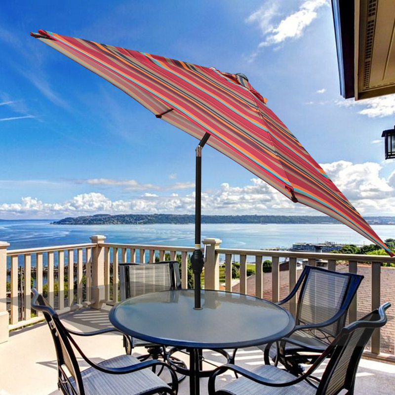 Platten 108'' Market Umbrella, Red Stripe