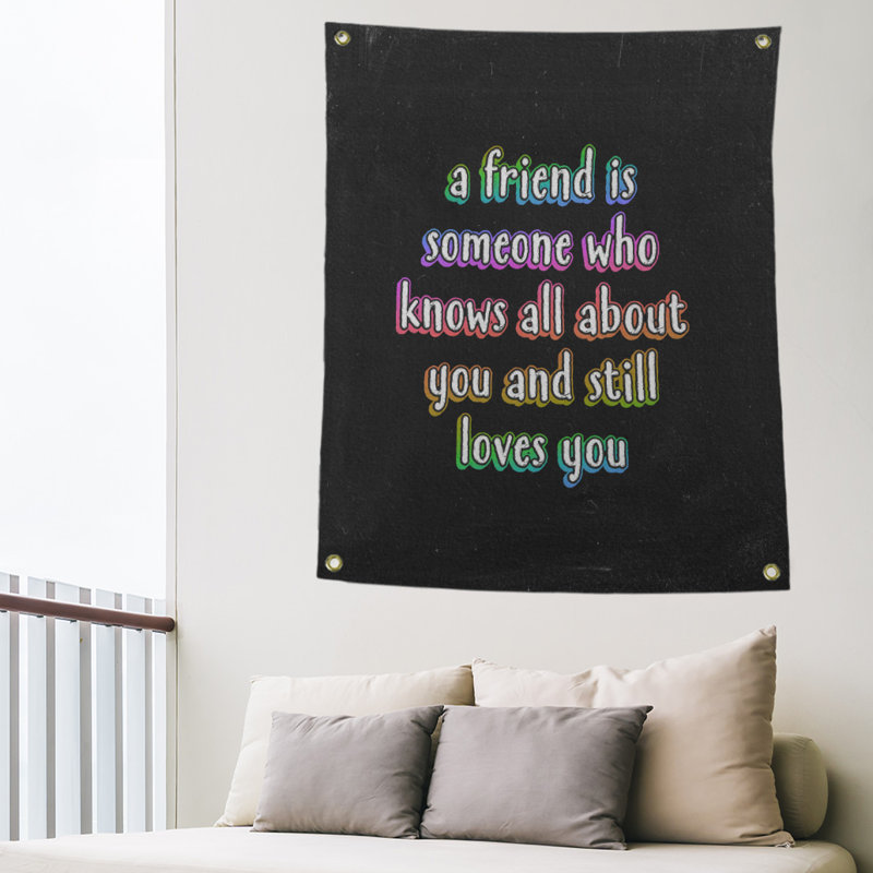 Tapisserie tableau en polyester «Love and Friendship», H 80 po x l 59 po, Arc-en-ciel