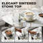 Dining Table for 4, Modern Kitchen Table with Sintered Stone Tabletop, Metal Legs, White