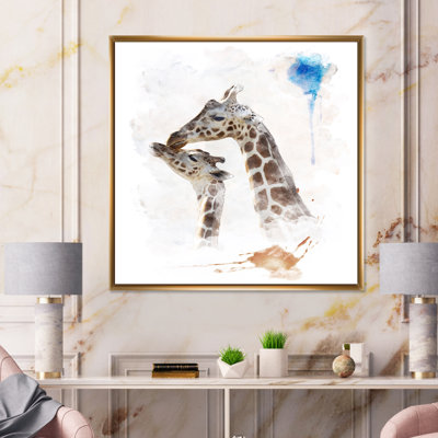 Portrait de deux girafes - reproduction d'art sur toile traditionnelle