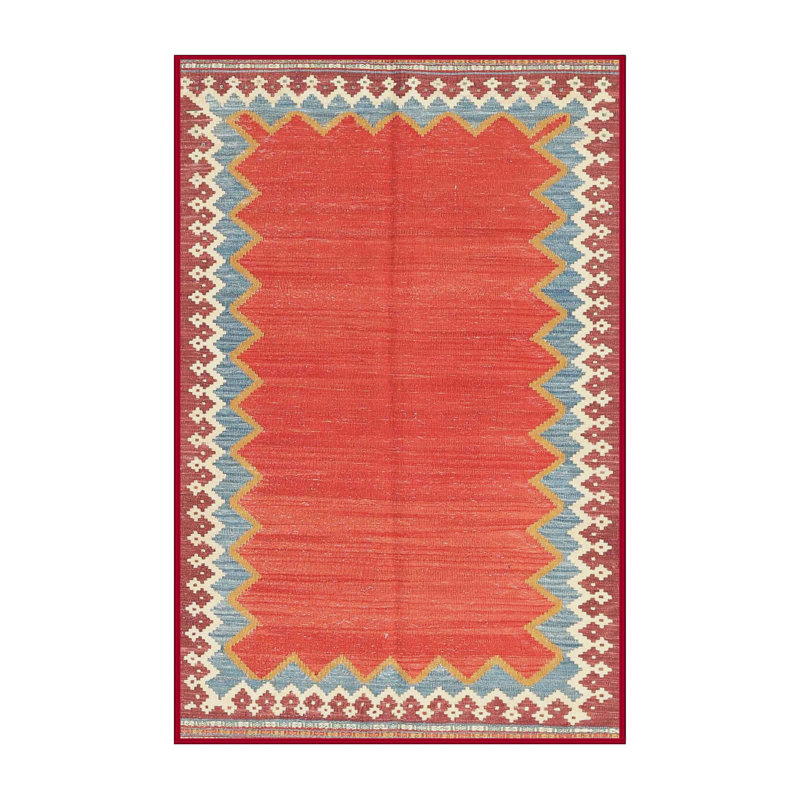 Tapis de zone rouge/brun contemporain, Rectangle 2 pi x 5 pi