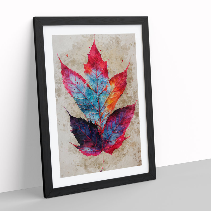 XV1022-4942X Vibrant Leaf - Print, Black Framed Paper, 66cm H x 48cm W, White