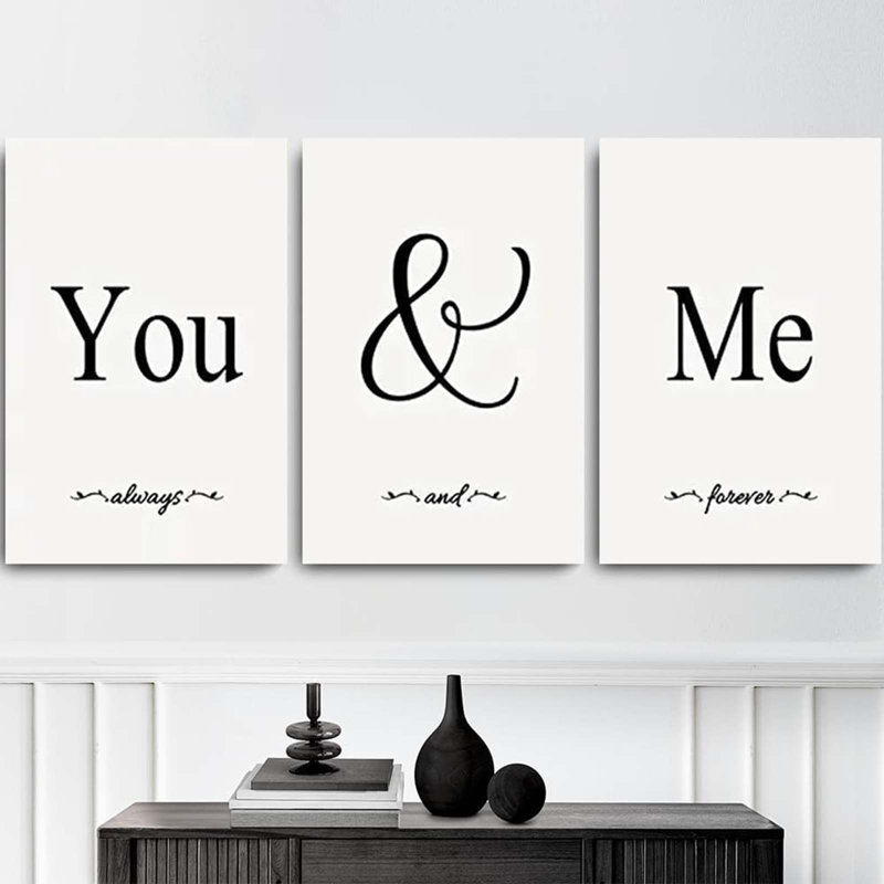 3 Piece Wrapped Canvas Print, White/Black