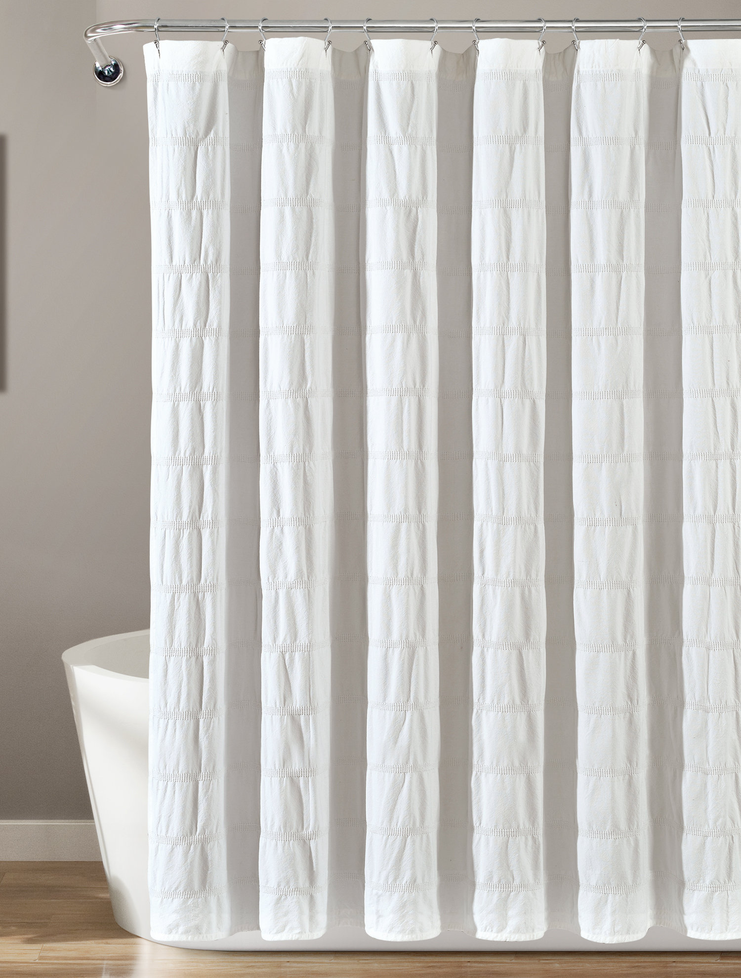 Lush Decor Waffle Stripe Woven Cotton Shower Curtain & Reviews Wayfair