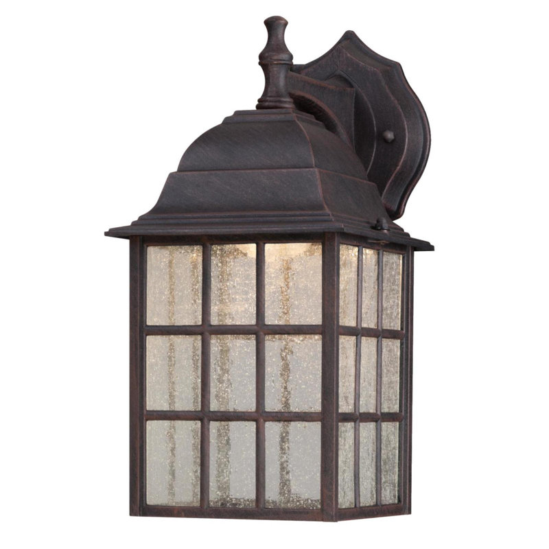Lanterne murale d'extérieur à 1 ampoule intégrée à DEL Nazario, Patine délavée, H 12,25 po x l 6 po x P 8 po
