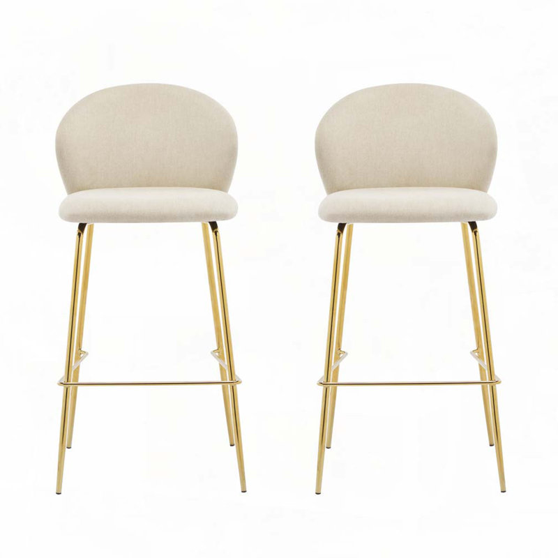 Tabouret de bar rembourré en métal, Beige