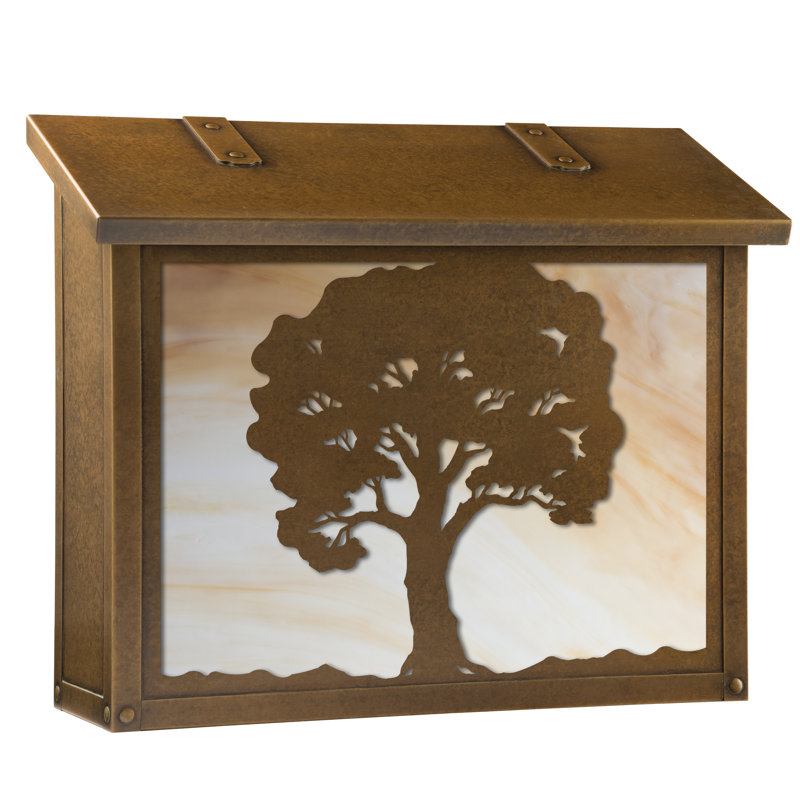 Boîte aux lettres murale chêne tree, Miel, Laiton chaleureux