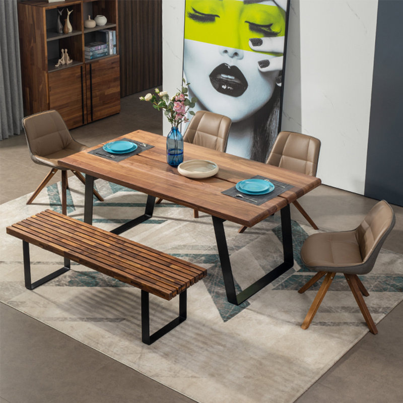 Table de salle à manger en bois massif de style nordique, H 29,5 po x L 70,8 po x l 36,6 po