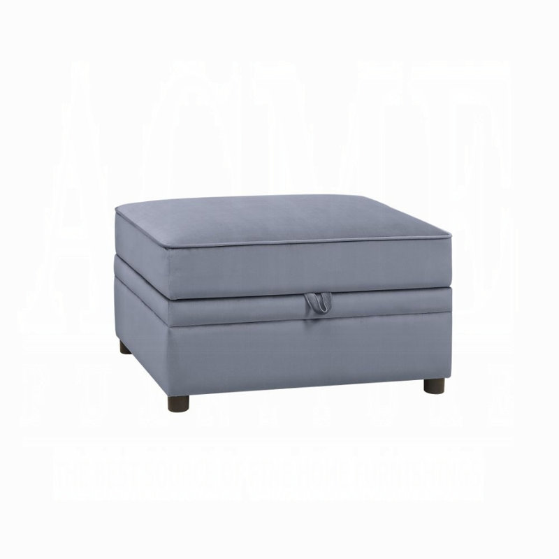 Repose-pieds avec rangement relevable en velours gris Bois II