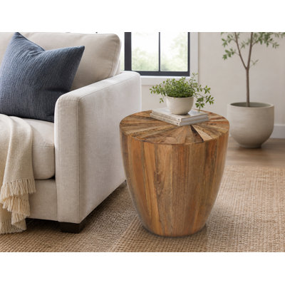  Table de bout cylindrique en bois massif Cayley - Tabouret d'appoint Sunburst