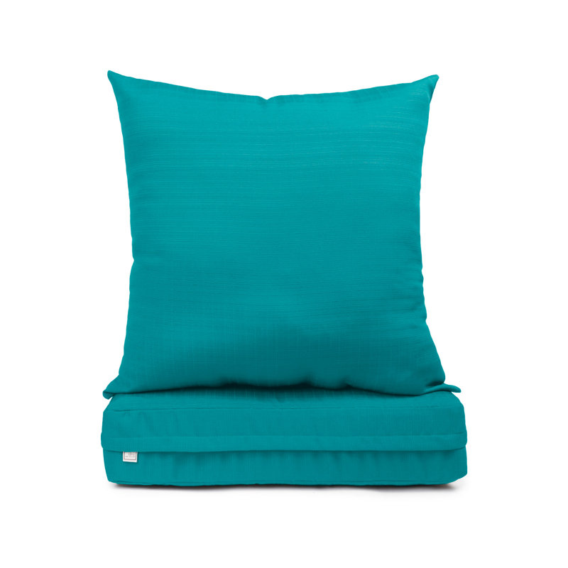 Seat Cushion With Zipper Closure And Separated Back Cushion, With White Polyester Padded Fill., Peacock