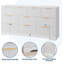 Commode cannelée 55 po avec poignées dorées, organisateur double à 10 tiroirs, commode longue moderne-1008177108