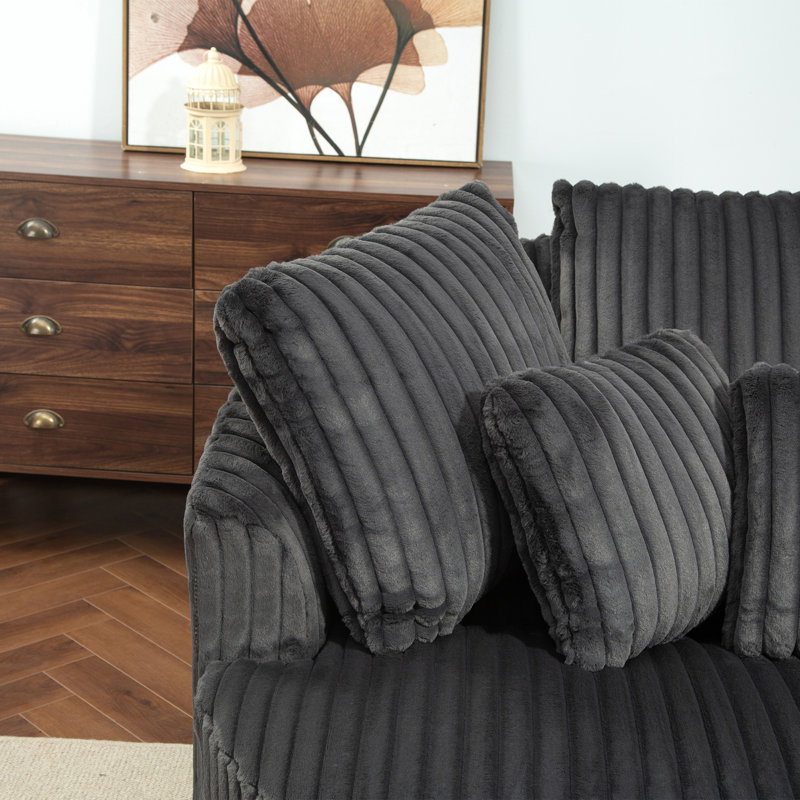Fauteuil demi-tonneau surdimensionné avec housse, Imitation fourrure gris anthracite