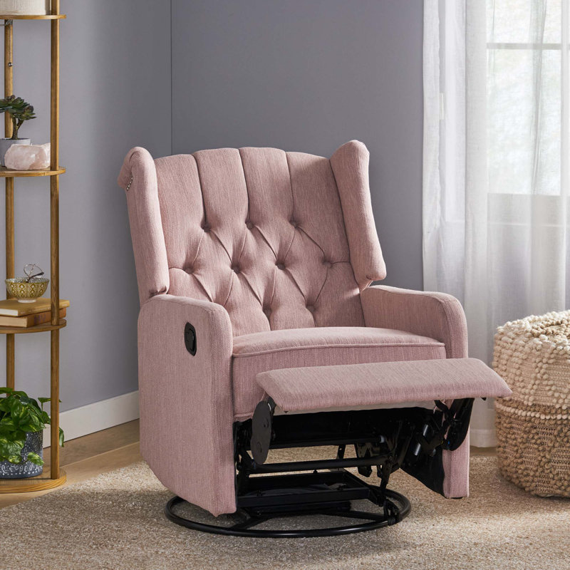 Fauteuil inclinable manuel polyvalent avec design intemporel et fonction pivotante, Rose clair