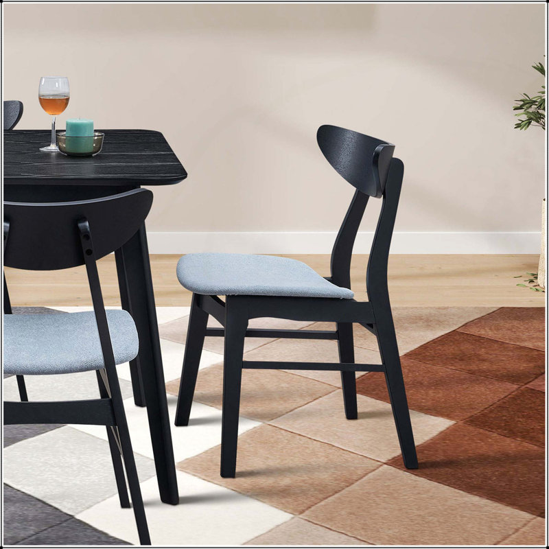 Ensemble de 2 chaises de salle à manger en bois, Gris clair, Noir