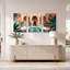 Ensemble de 3 toiles marocaines, cour marocaine avec piscine et arches-131252612