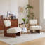 Méridienne beige moderne avec revêtement en polyester et finition noyer, sièges d'appoint minimalistes et élégants pour le salon, la chambre à coucher ou le bureau
